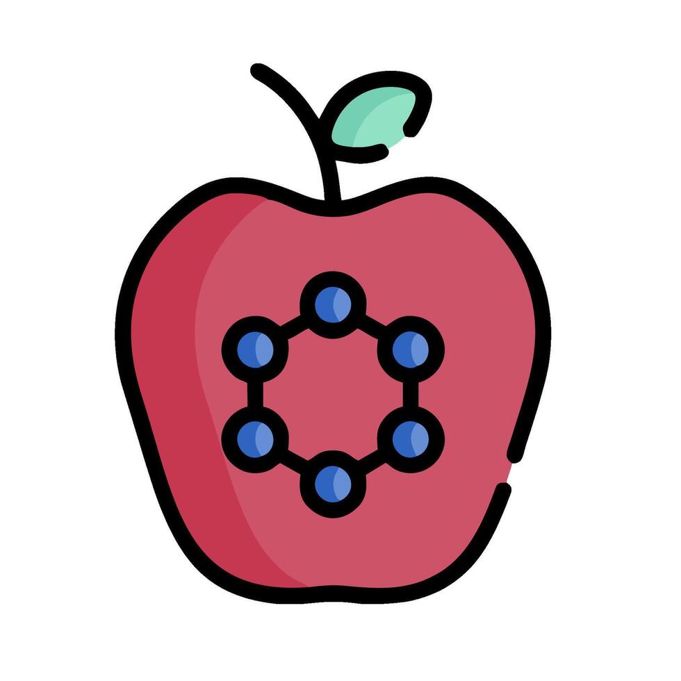 An apple with a molecule in the center vector