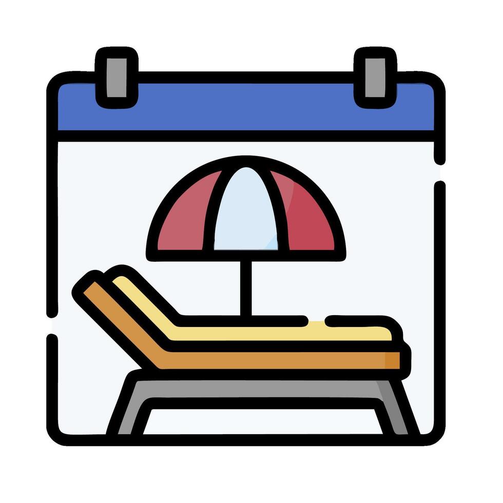 A calendar with a beach chair and umbrella vector