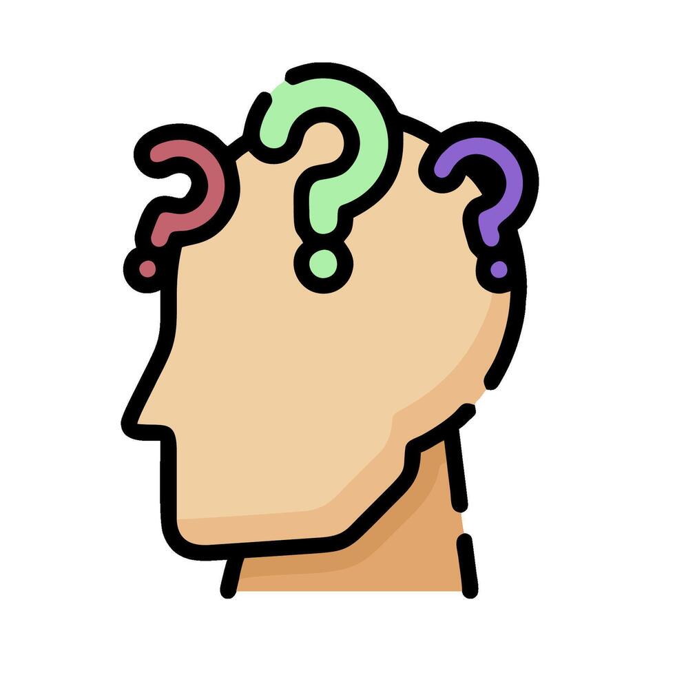 A cartoon head with question marks on it vector