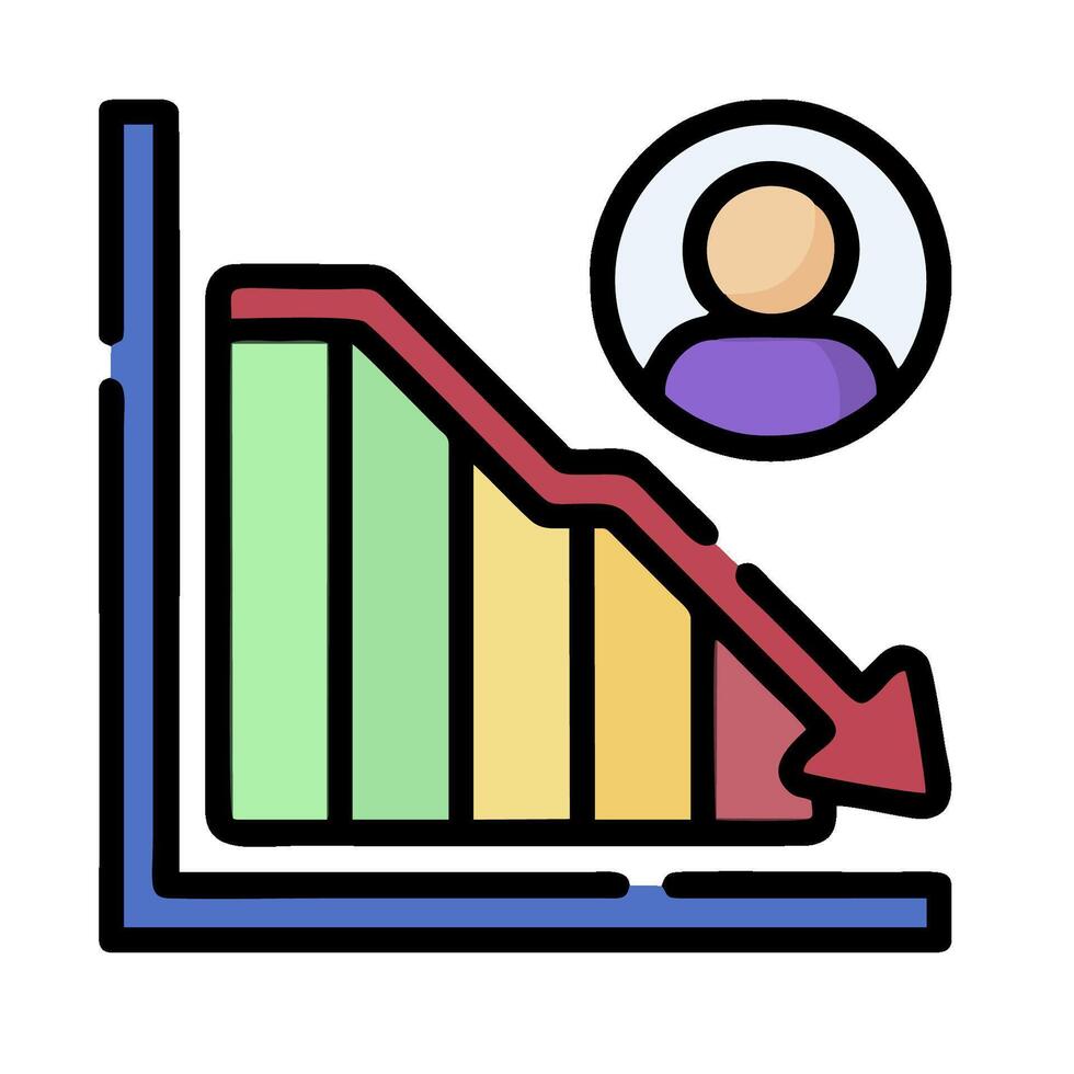 A graph chart with a person in the middle vector