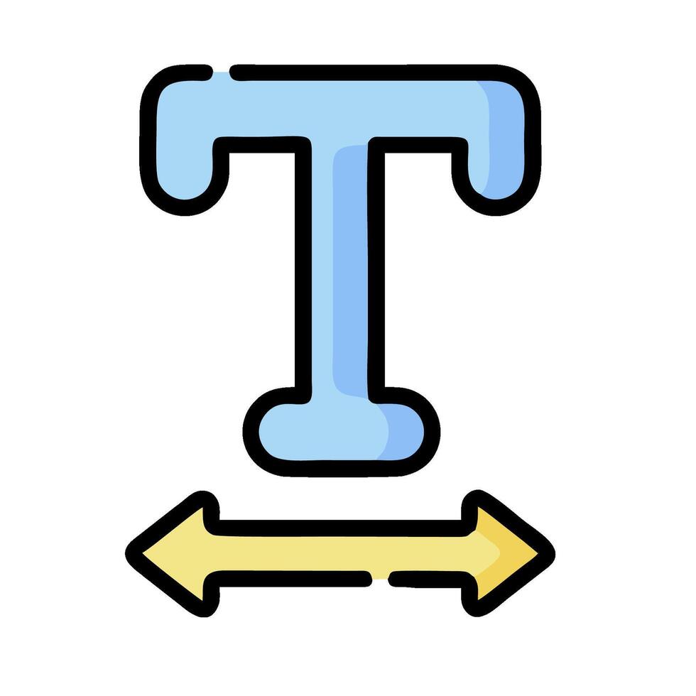 A blue and yellow letter t with an arrow pointing to it vector