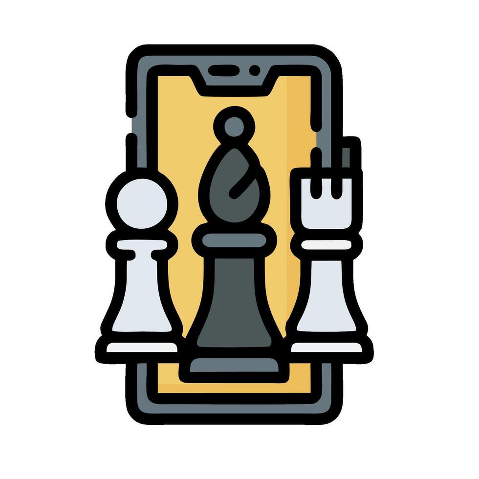 Chess icon on smartphone with chess pieces vector
