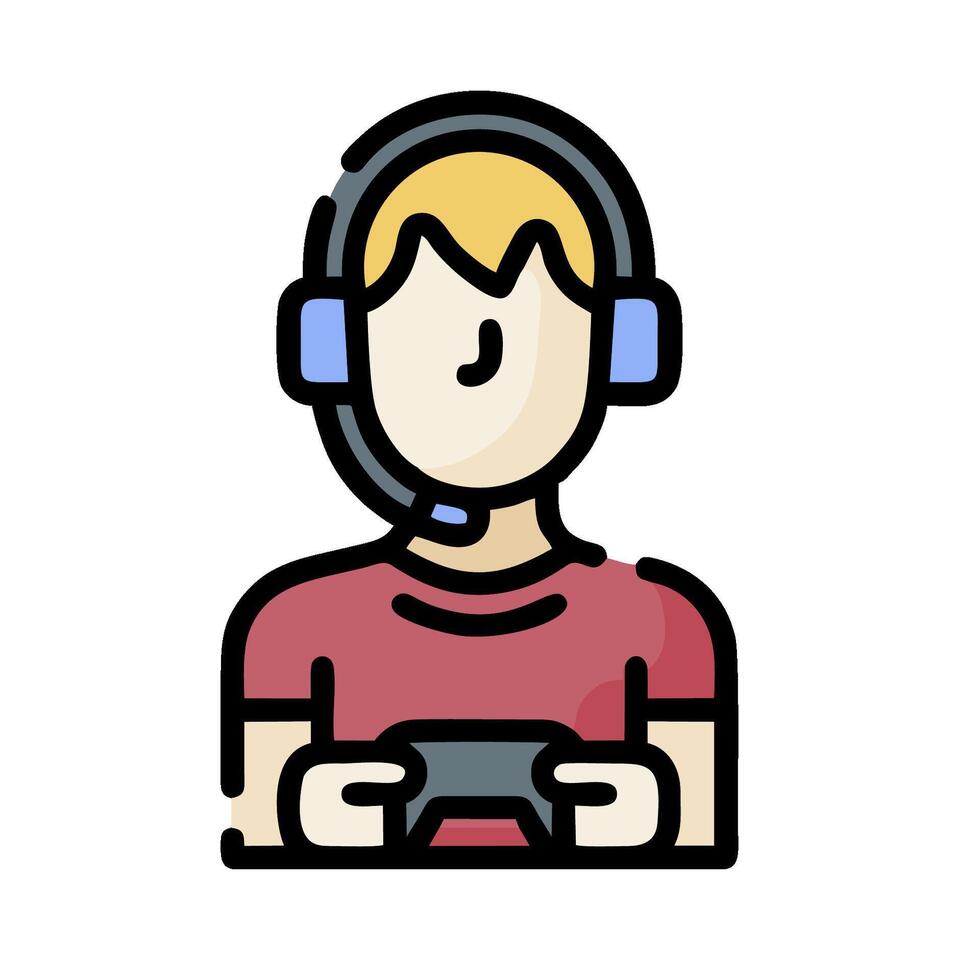 A man wearing headphones and holding a controller vector