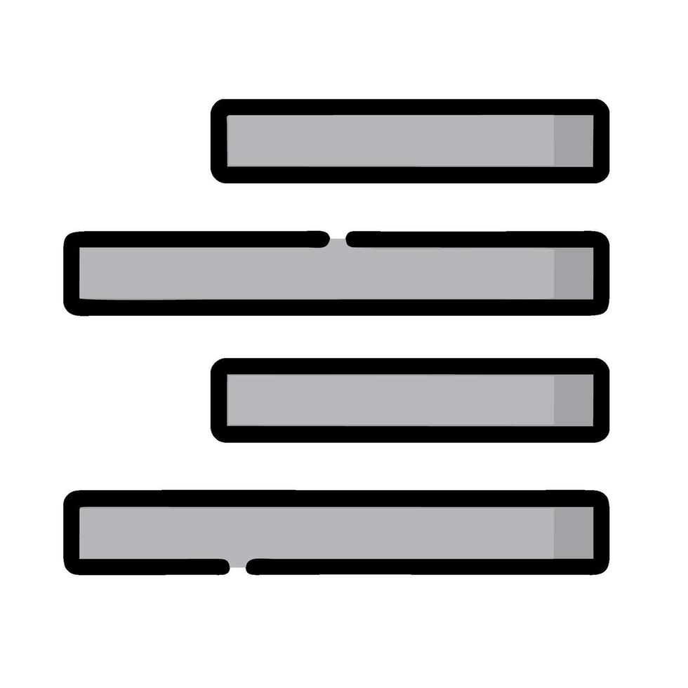 A black and white icon of a line of four bars vector
