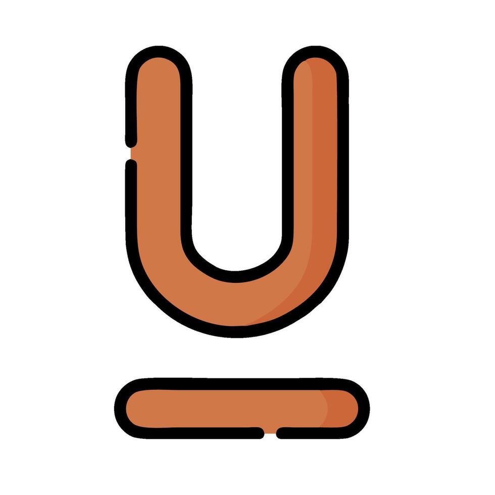 The letter u in a flat line style vector