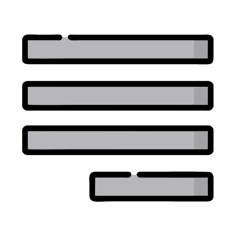 A black and white icon of a bar with four lines vector