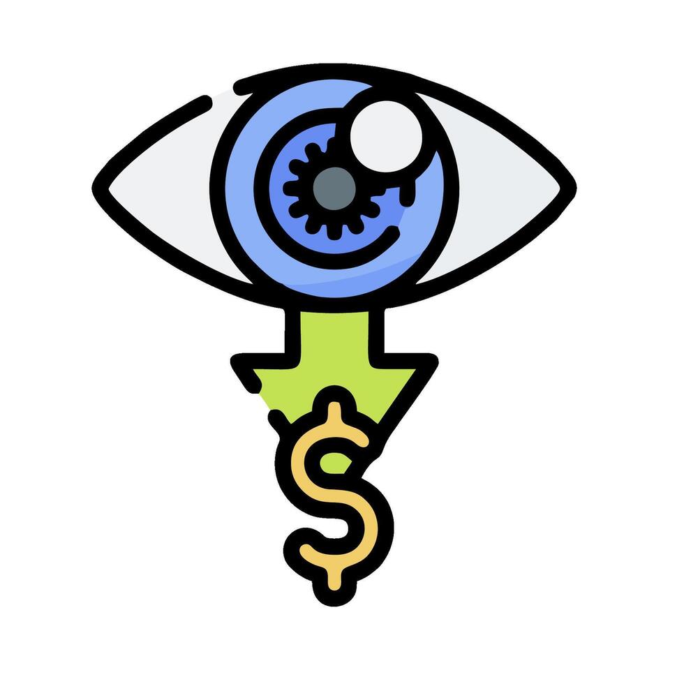 An eye with a dollar sign on it vector