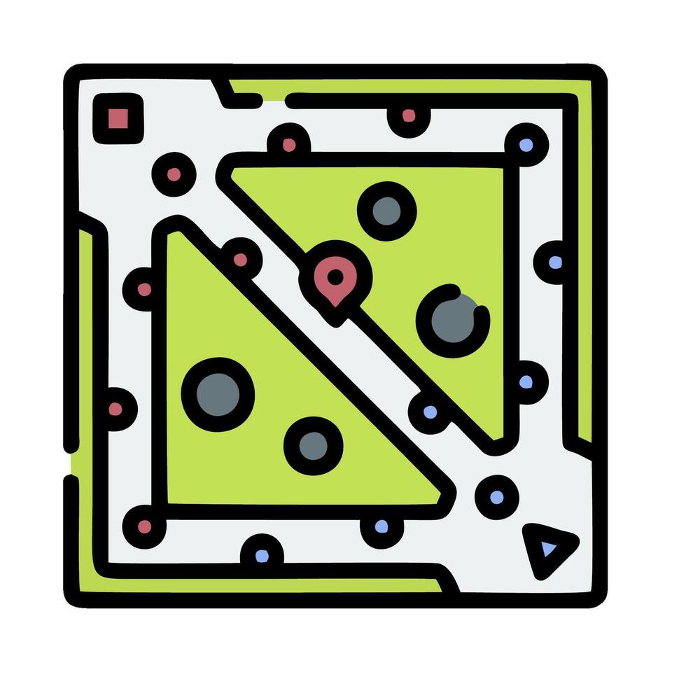 A square with a map and dots on it vector