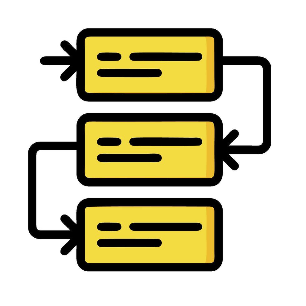 A yellow and black icon of a process vector