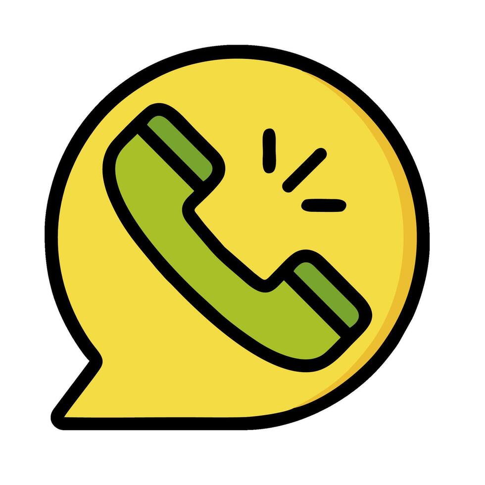 A yellow phone icon with a green speech bubble vector