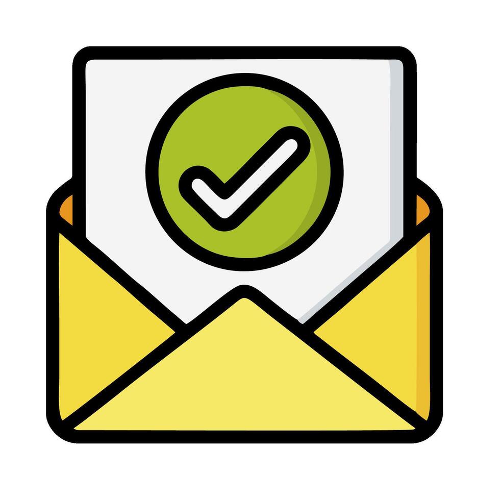 An envelope with a tick mark on it vector