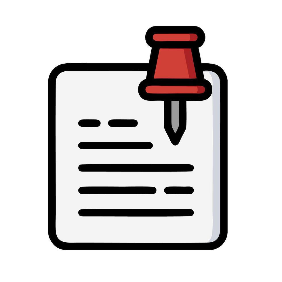 A red pin on a paper document icon vector