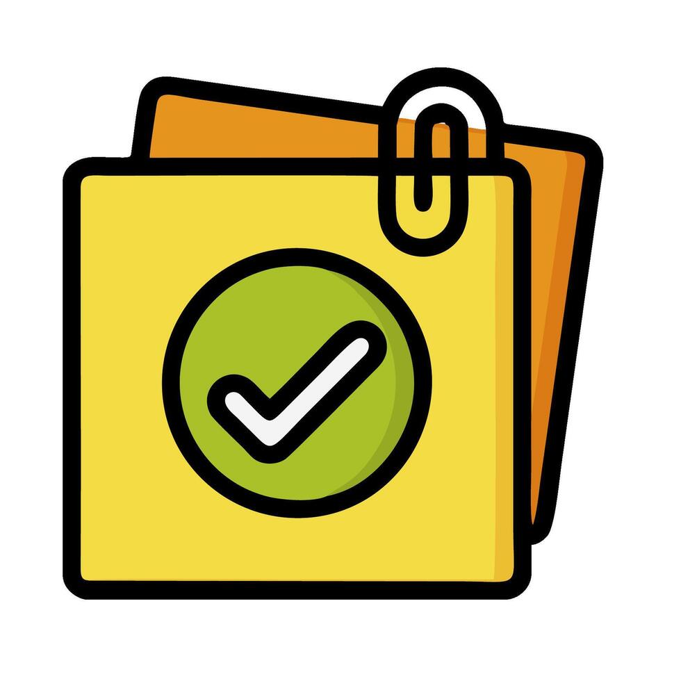 A yellow folder with a check mark on it vector