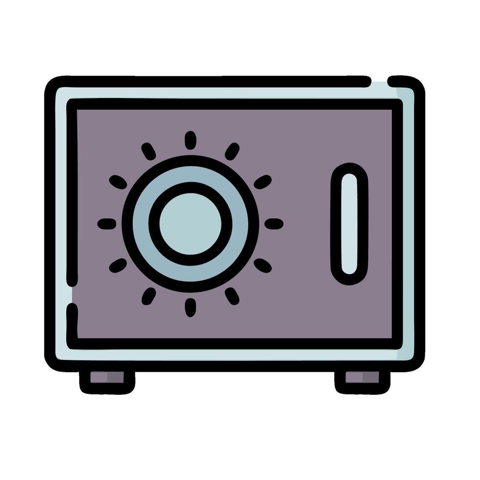 A black and white image of a safe box vector