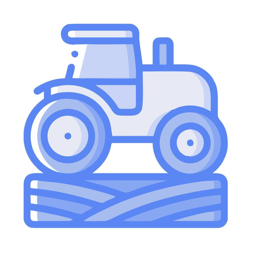A tractor on a platform with a blue background vector