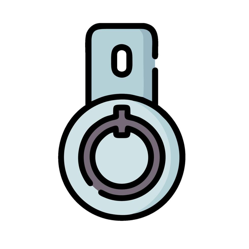 A blue and white icon of a button vector