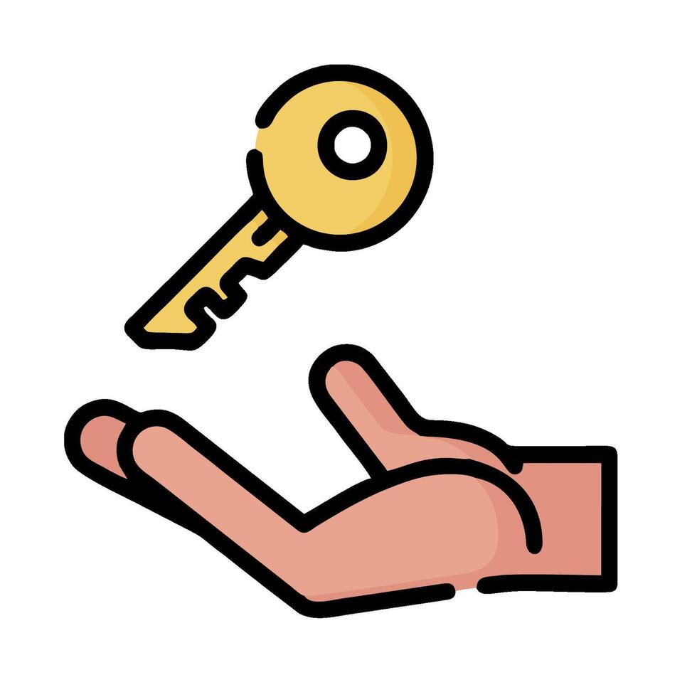 Hand holding a key icon illustration vector
