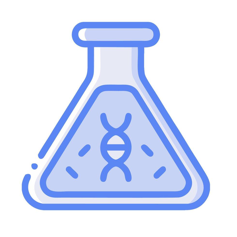 A laboratory flask with a dna molecule inside vector
