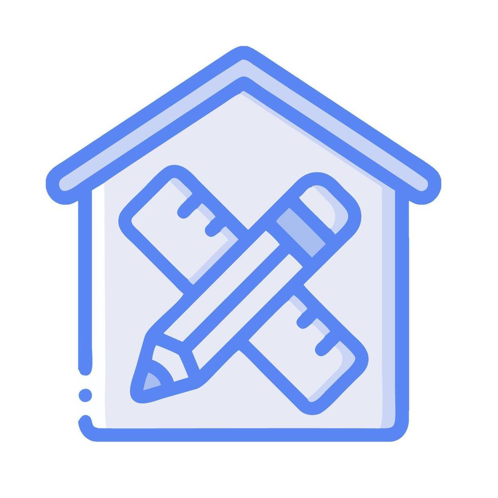A house with a pencil and ruler icon vector