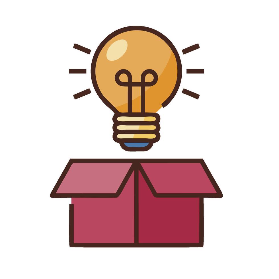 An idea light bulb is on top of a box vector