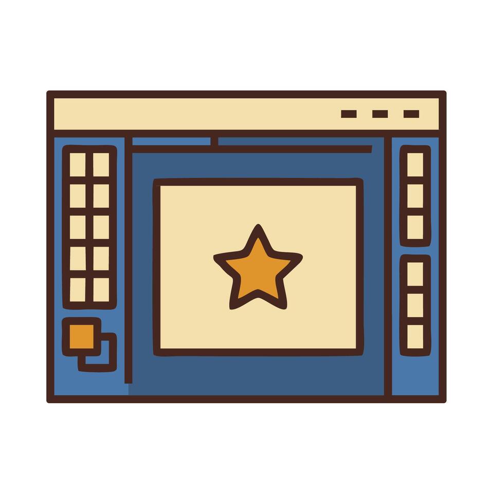 A star on a computer screen with a star icon vector