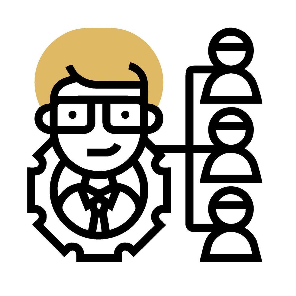 A man with glasses and a tie is surrounded by people vector