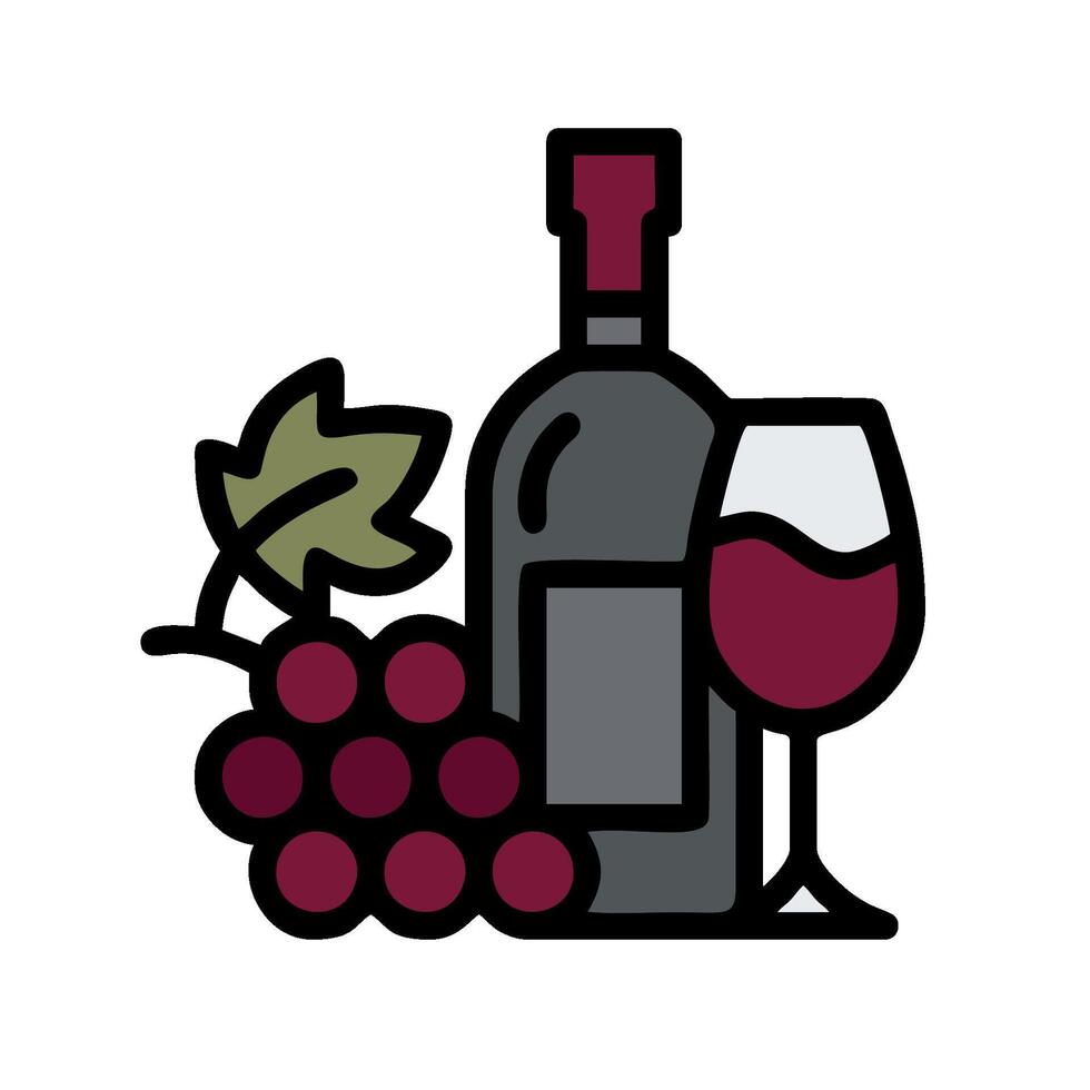 Wine bottle and glass with grapes illustration vector