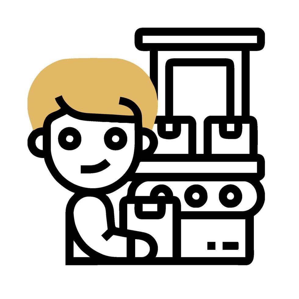 A man is standing in front of a kitchen appliance vector