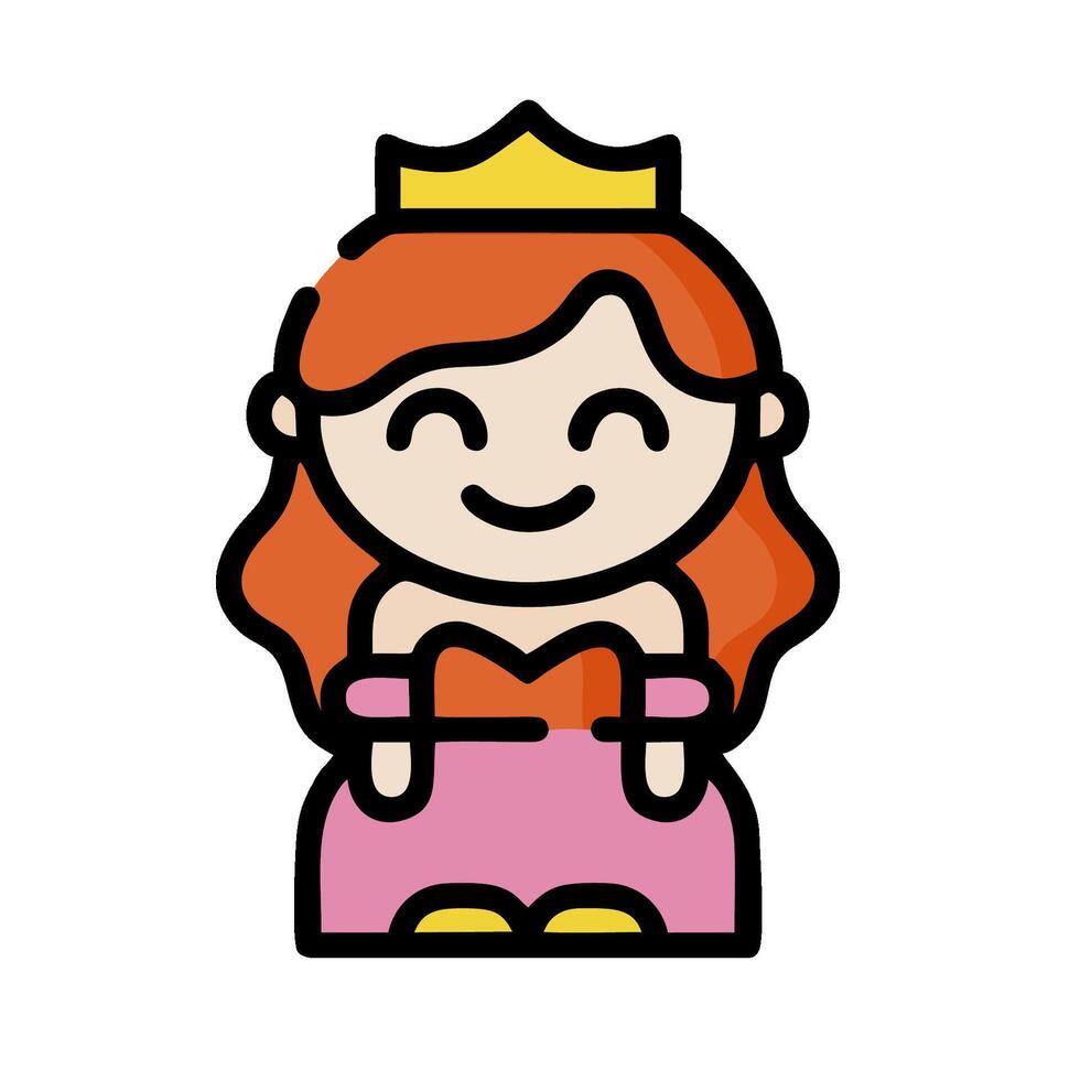 A cartoon princess with a crown on her head vector