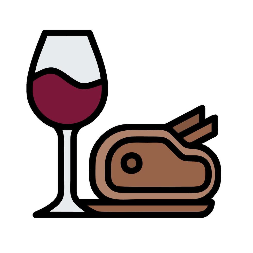 Wine and meat icon illustration vector
