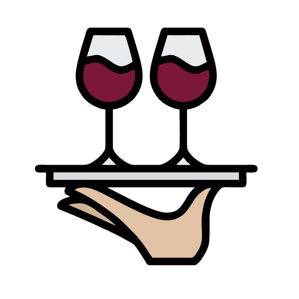 Two glasses of wine on a tray with a hand holding it vector