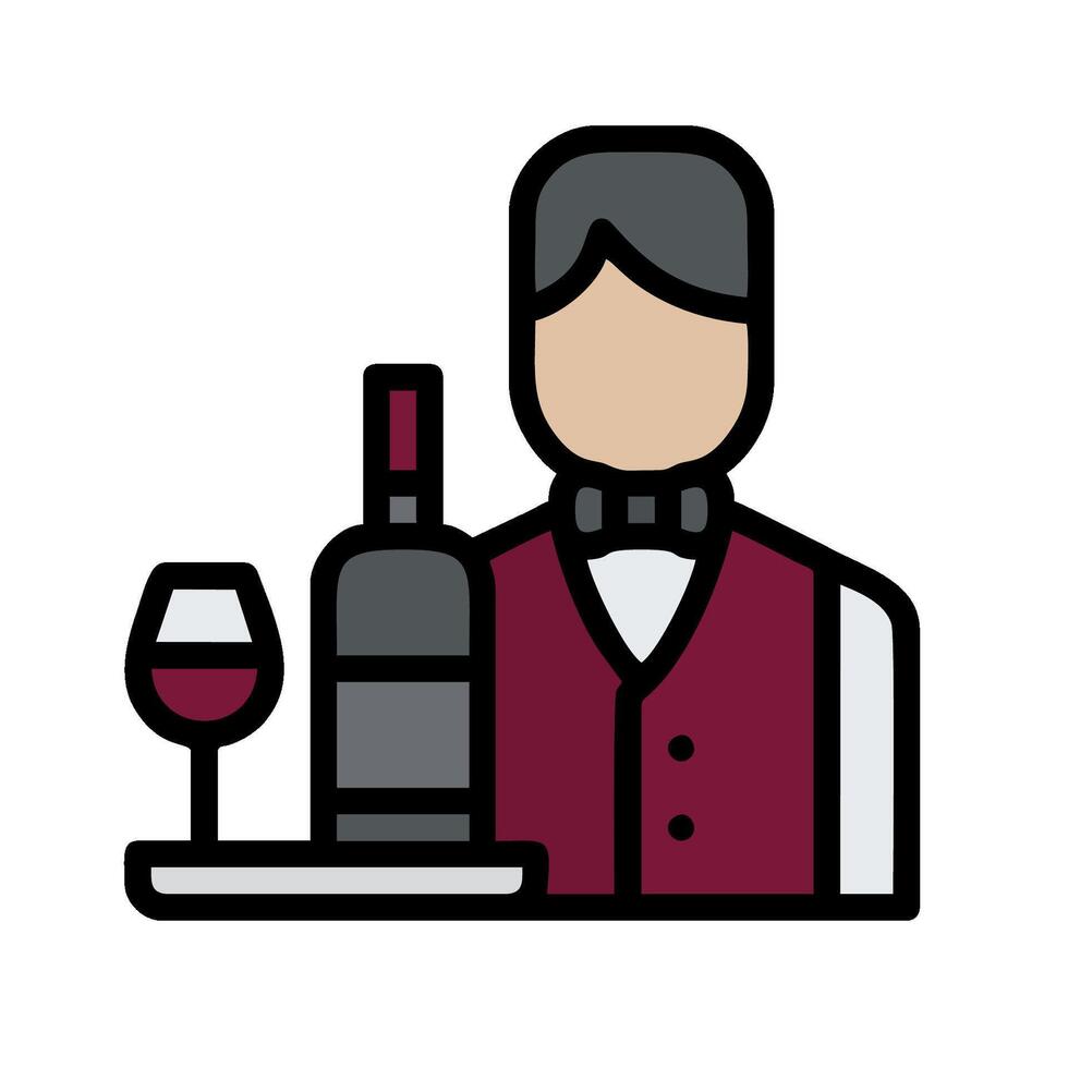 A waiter with a bottle of wine and a tray vector