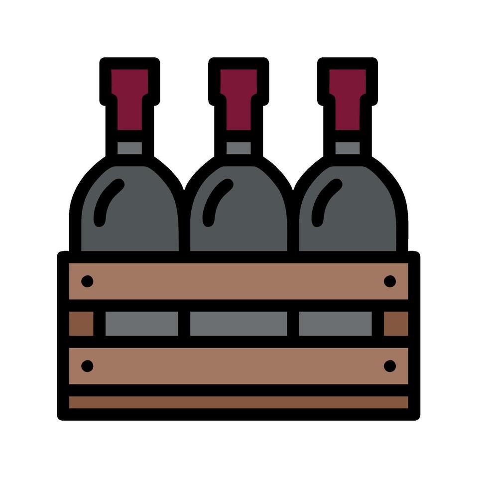 Wine bottles in wooden crate icon illustration vector