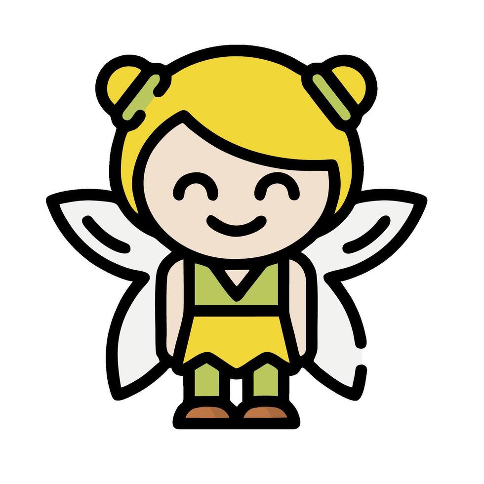 A cartoon fairy with a yellow dress and green wings vector