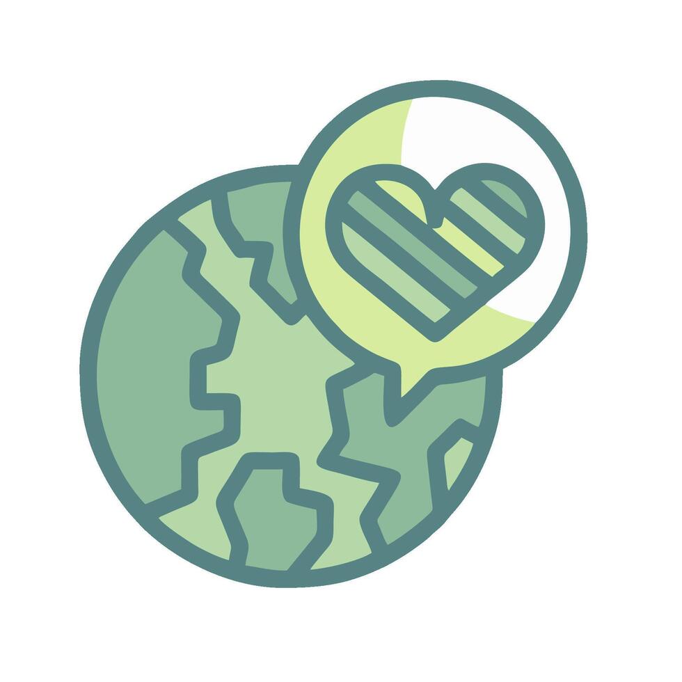 Earth globe with heart icon illustration vector