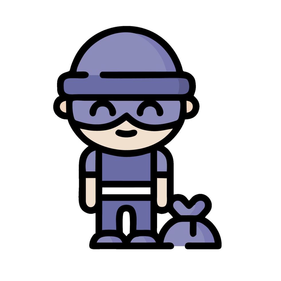 A cartoon thief with a bag and a mask vector