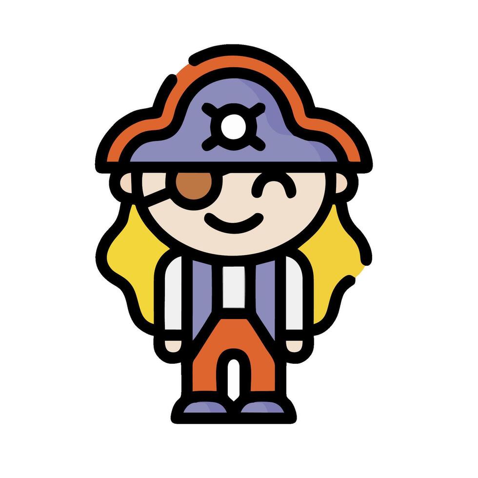 A cartoon pirate with a hat and eye patch vector