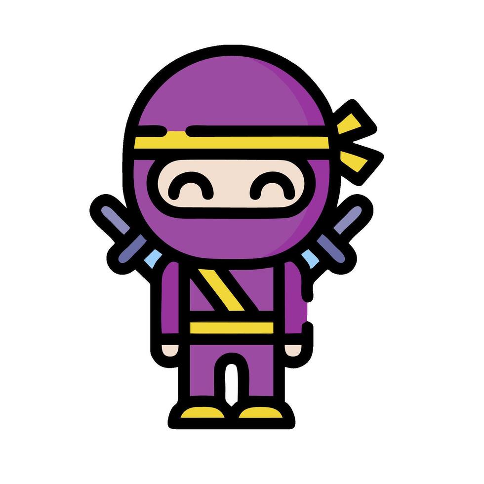 A cartoon ninja with two swords vector