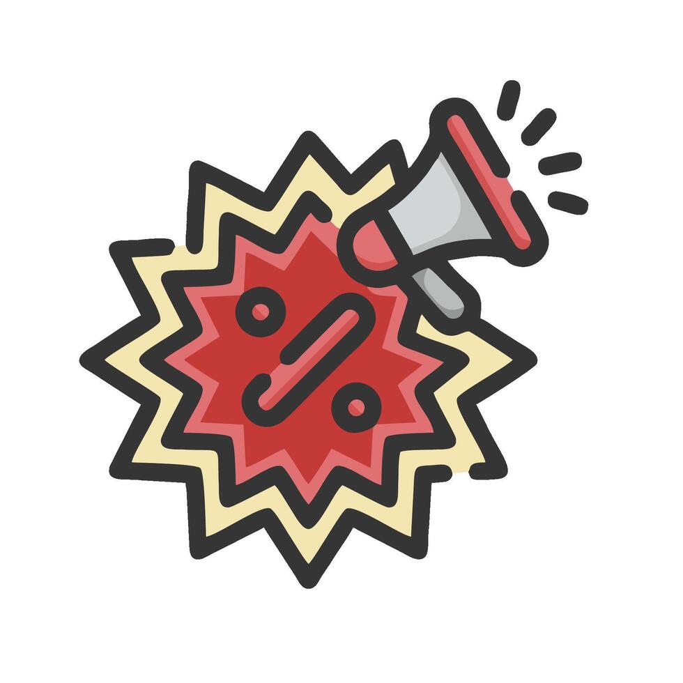 A red megaphone with a starburst icon vector