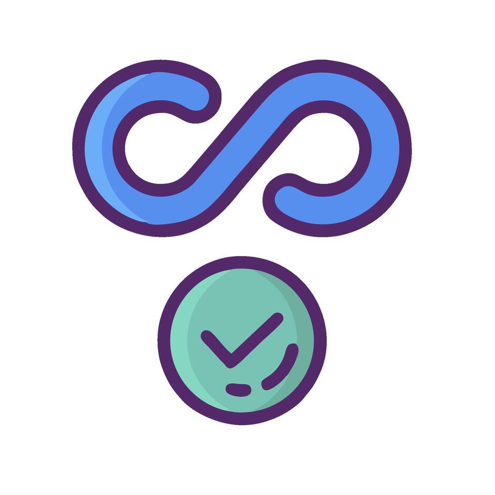 An infinite symbol with a check mark vector