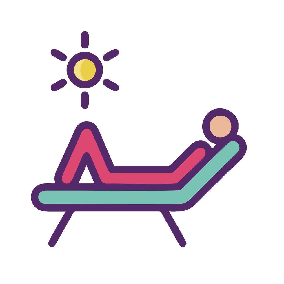 A person lying in a chair with a sun shining on them vector