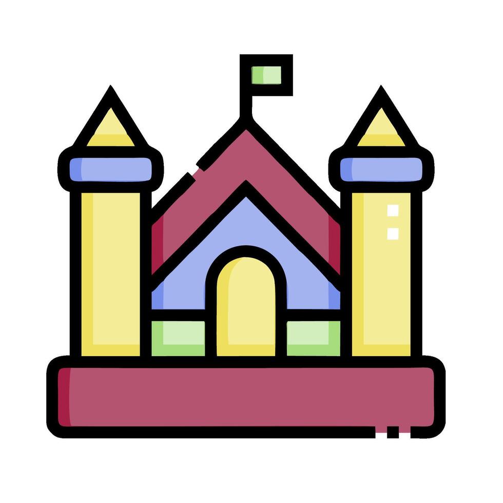A castle icon with a green roof vector