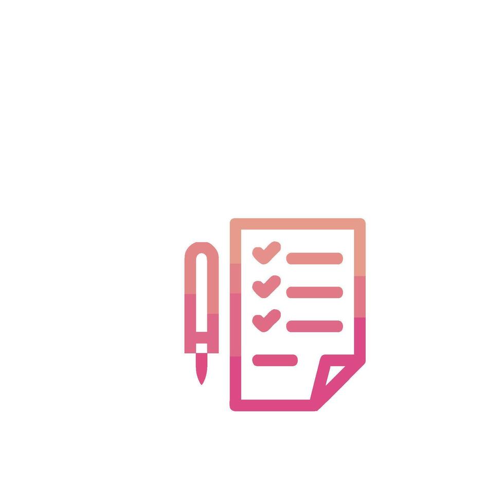 A pink and orange icon of a checklist vector