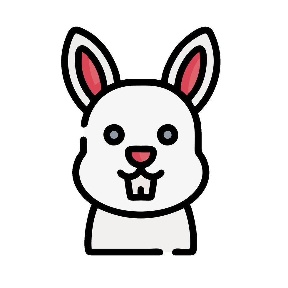 A white rabbit with red ears and a big nose vector