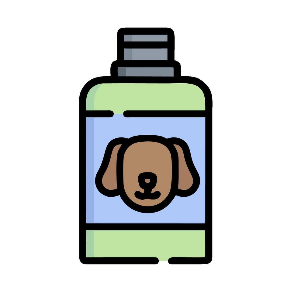 A bottle of dog shampoo with a brown dog face vector