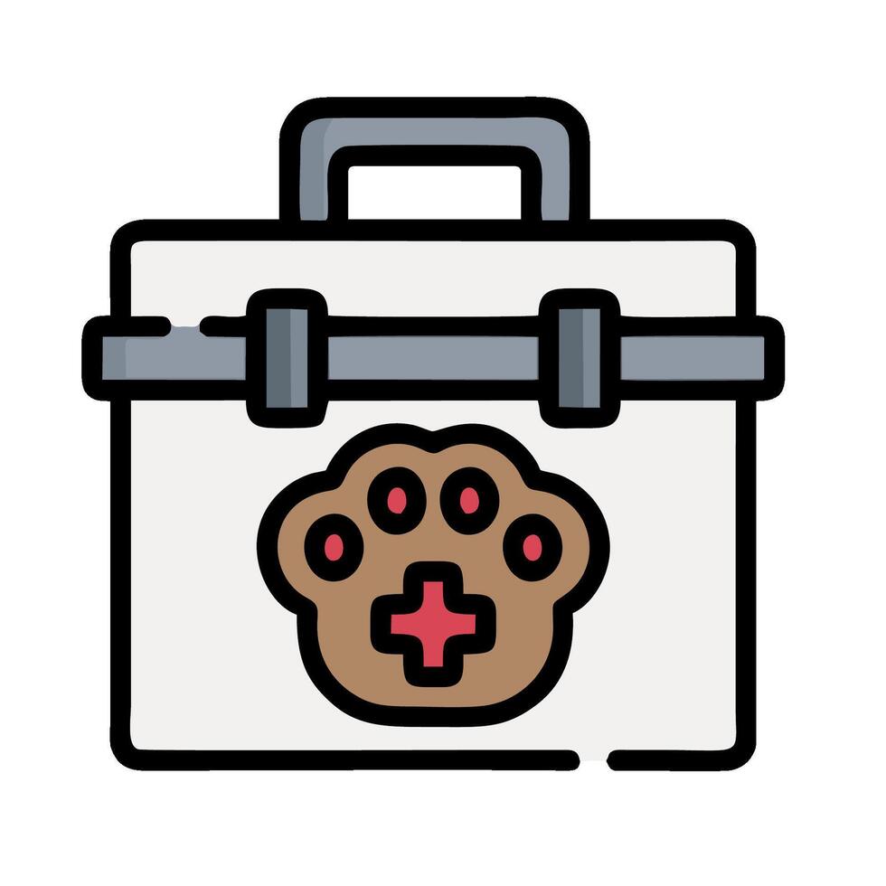 A medical case with a paw and a red cross vector