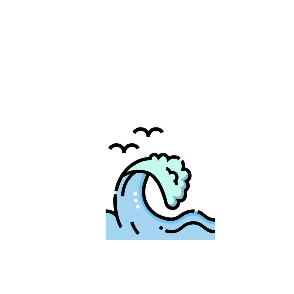 A wave with birds flying over it vector