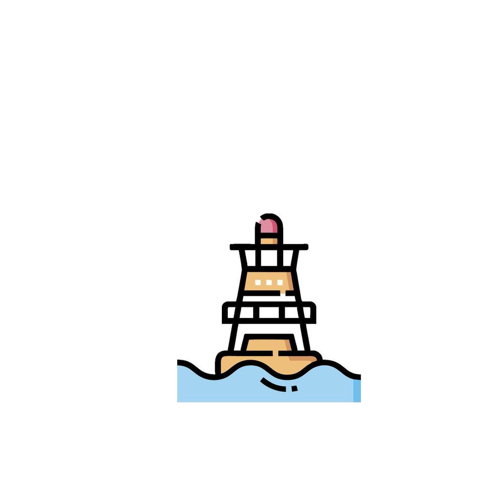 A lighthouse in the water with a boat on top vector
