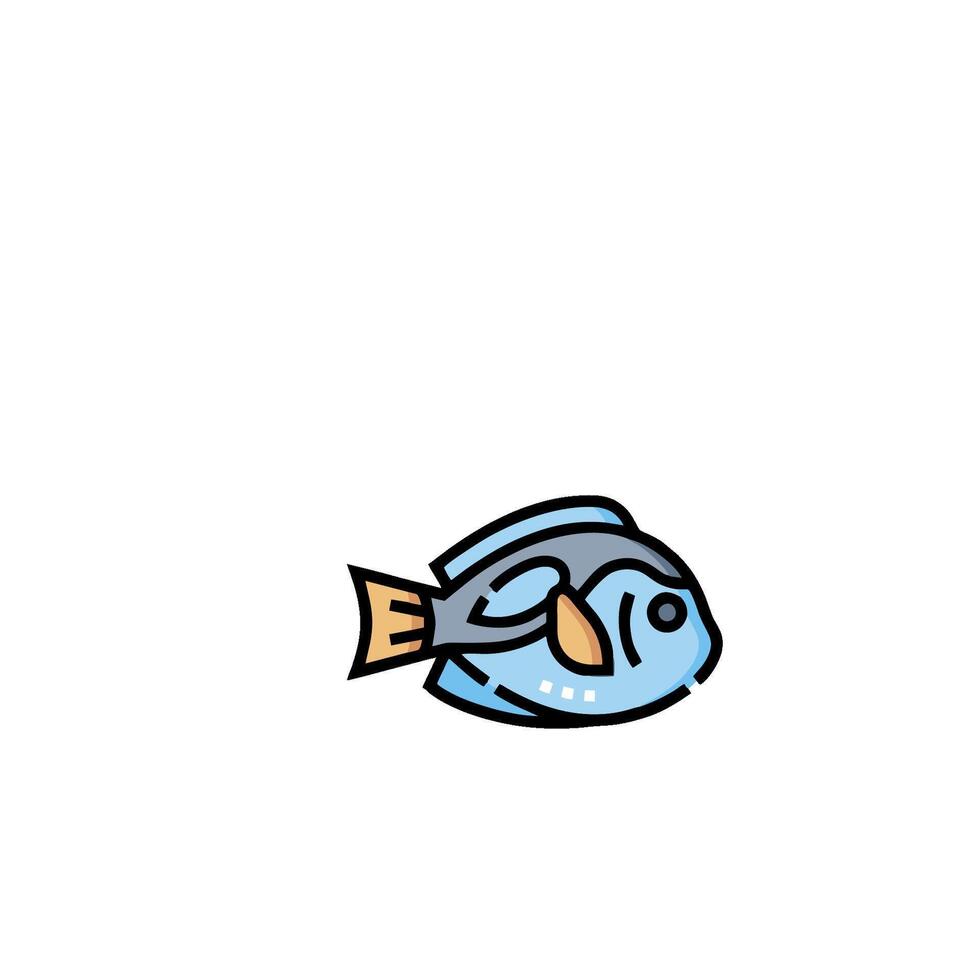 A fish icon with a blue body and a black tail vector