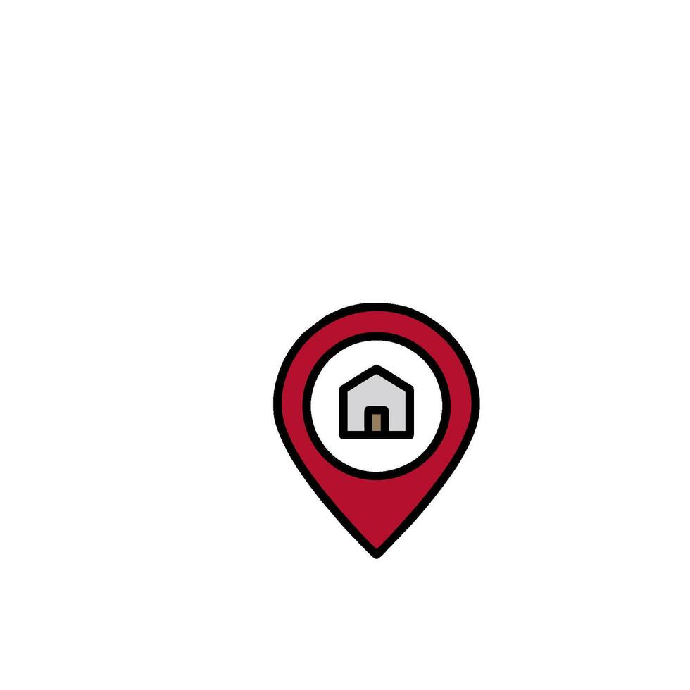 A house icon with a red pin on it vector